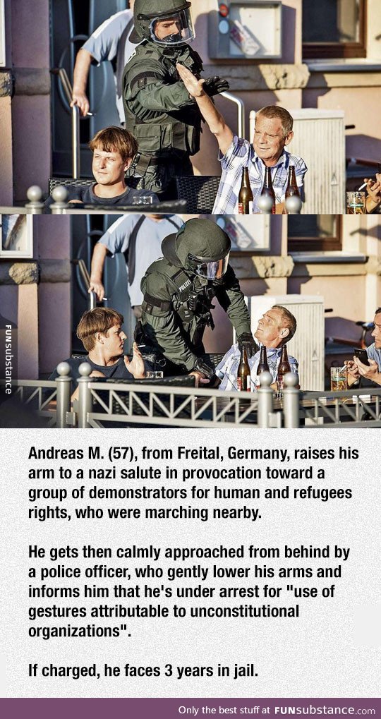 Never raise your arm as a Nazi salute in Germany