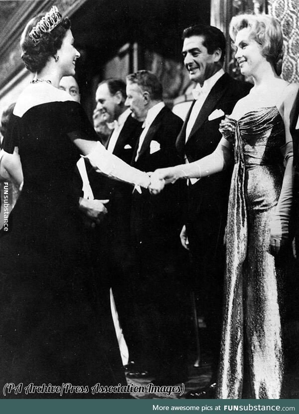 Marilyn Monroe and Queen Elizabeth (both 30 at the time), 1956