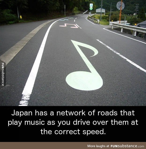 Musical road near Mount Fuji, Japan