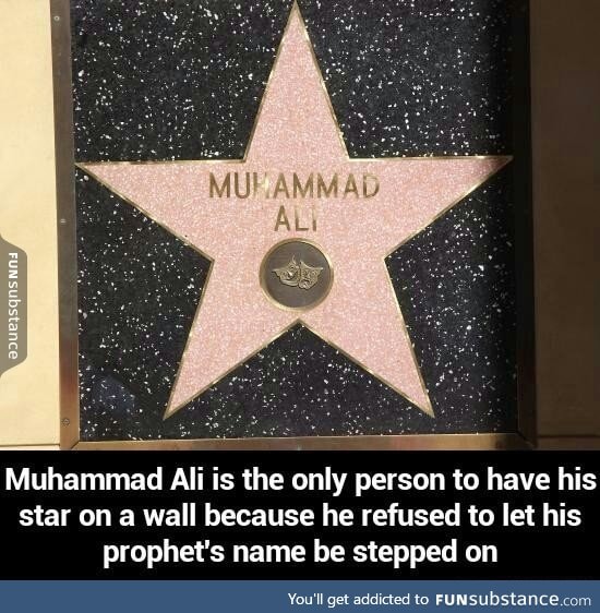 Muhammad Ali's star is on a wall