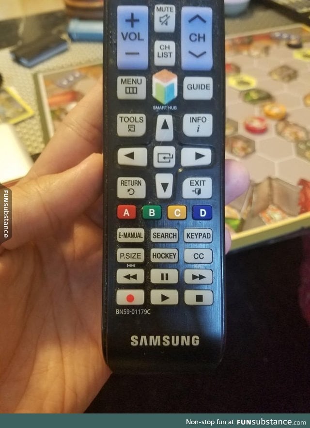 This Canadian remote control has a Hockey button