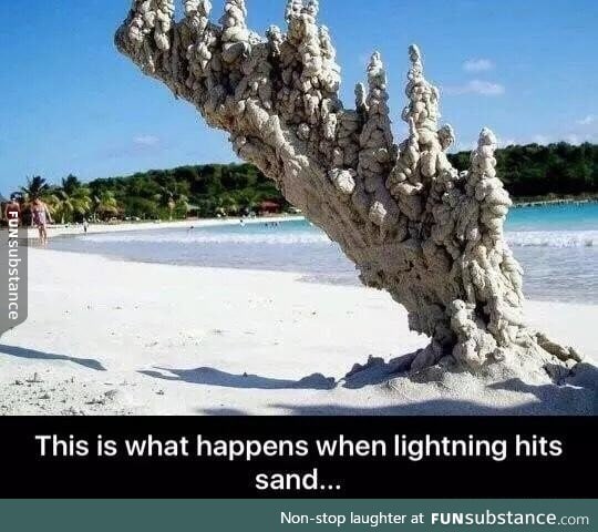 When lightning strikes the sand