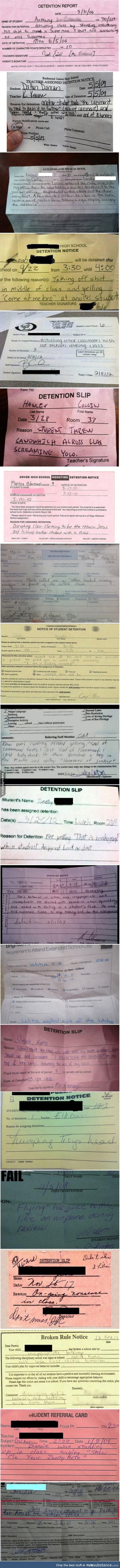 Detention slips nowadays