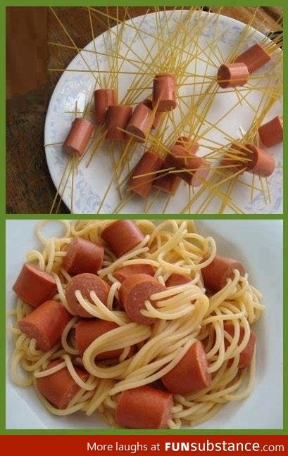 Yummy pasta hot dog