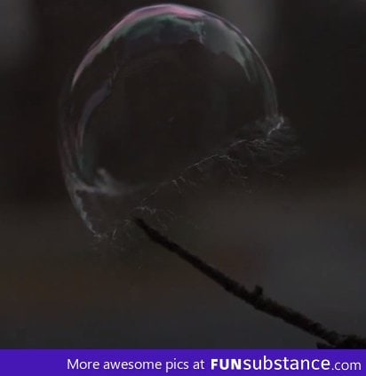 Bubble in the midst of being popped.