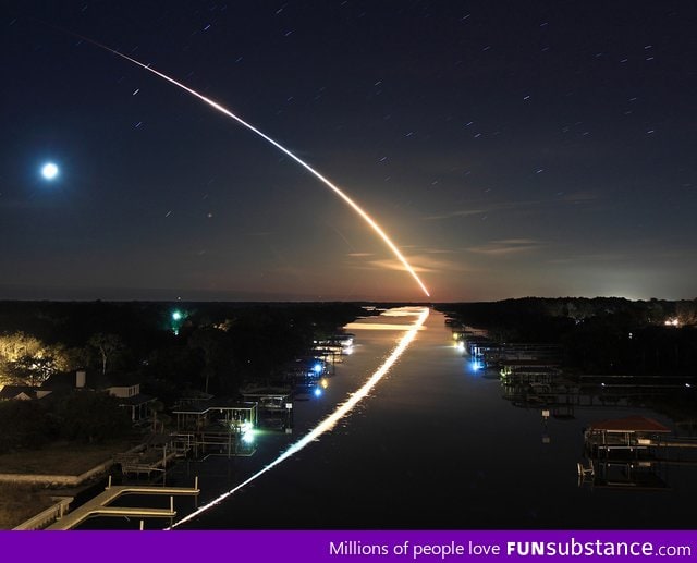 Shooting star and its reflection