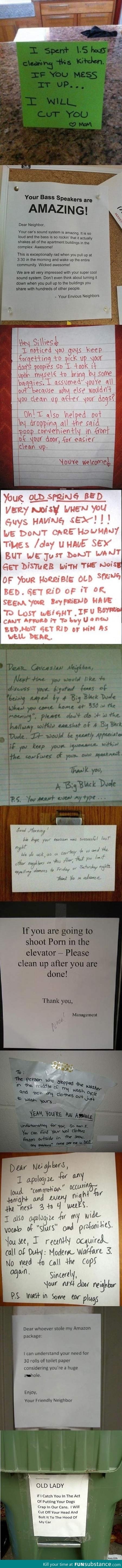 Passive aggressive notes