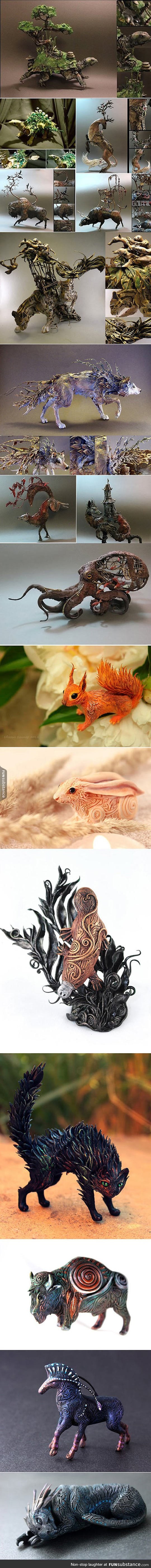 Mystical handmade animal art pieces