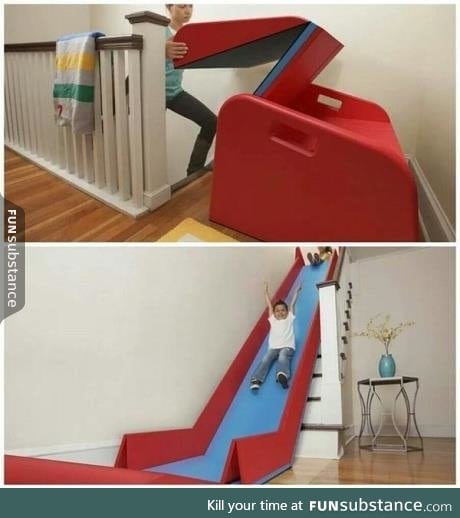 Make a slide down the stairs
