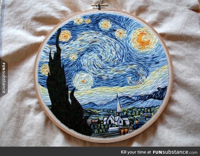 Embroidered starry night