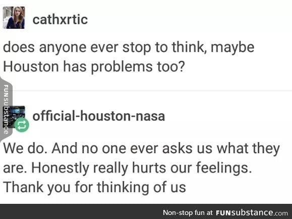 Houston sounds like a 45 years old married man