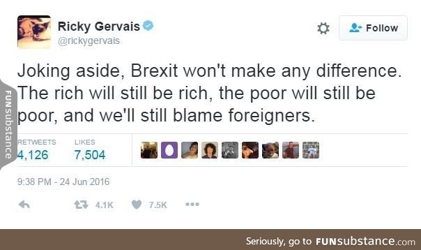 Ricky Gervais telling it how it is