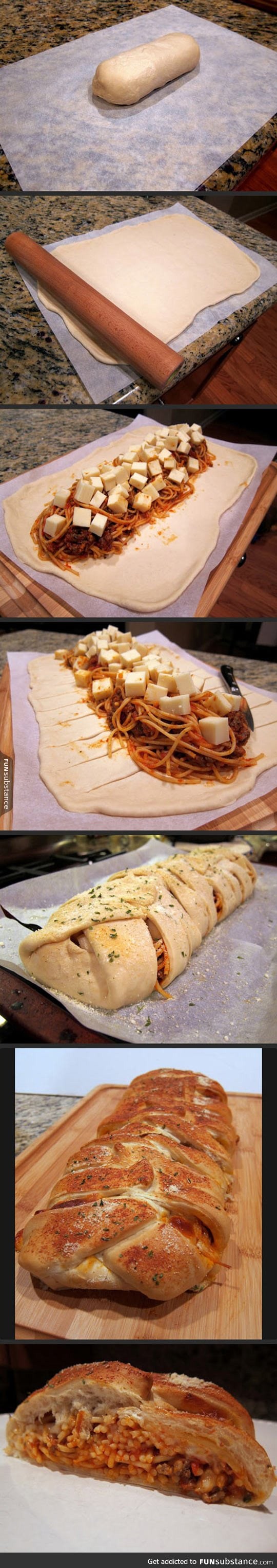 For those who are too lazy to dip bread in spaghetti