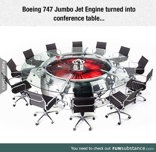 The most badass conference table made using a plane's engine