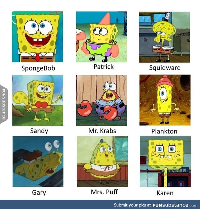 Different versions of spongebob