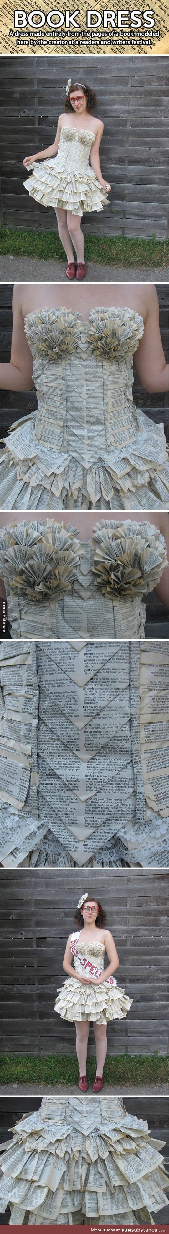 Epic dress made from pages of a book