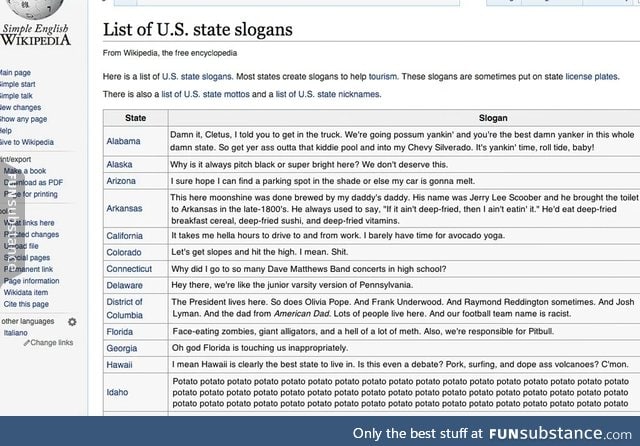 Someone is editing all the US state slogans on wikipedia and it's amazing