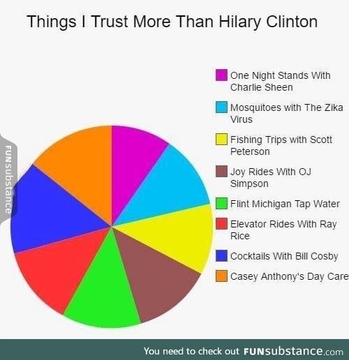 Things I trust more than Hilary Clinton