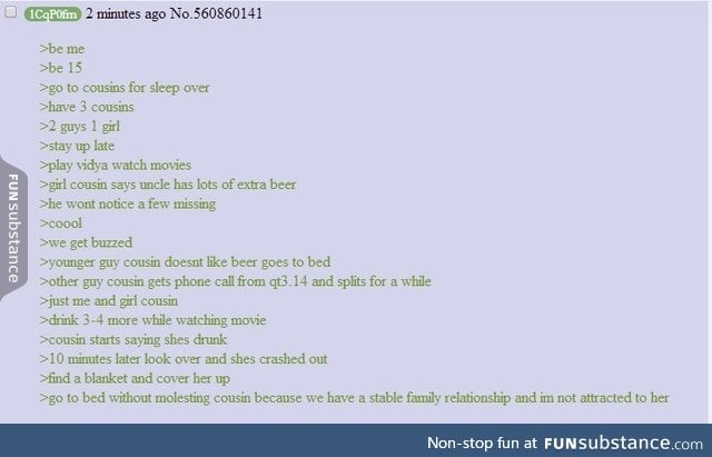 Anons cousin sleeps over