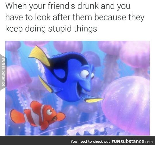 When you have to look after your drunk friend
