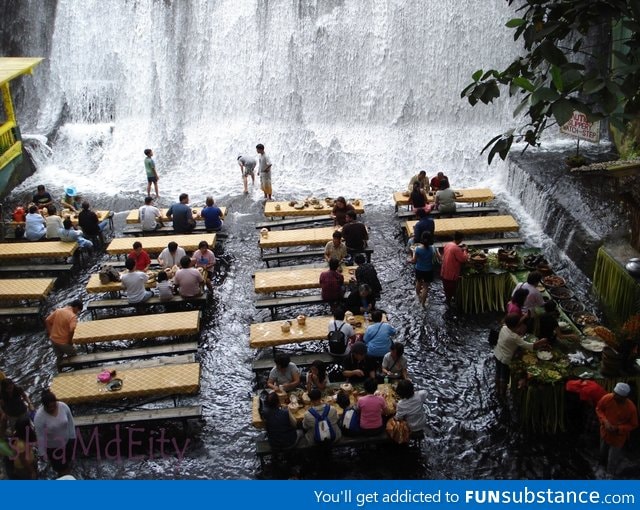 Waterfall restaurant in the Phillipines