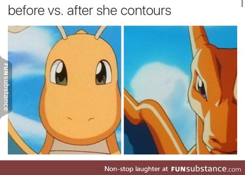 She went from dragonite to charizard real quick