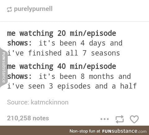 This is why I have trouble getting into shows with long episodes