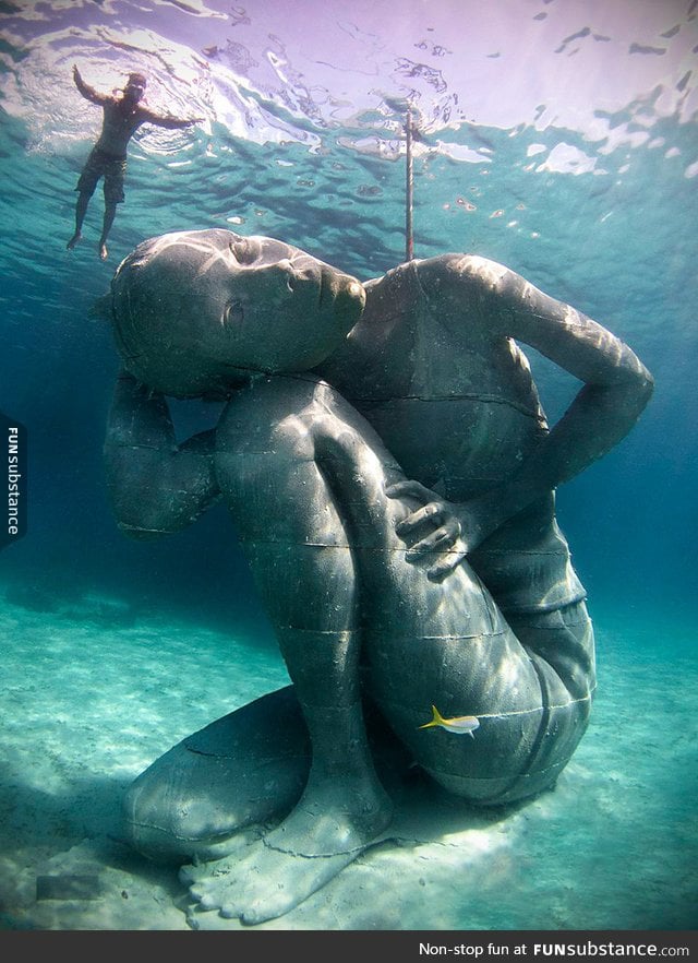 18 Foot underwater statue located in the Bahamas