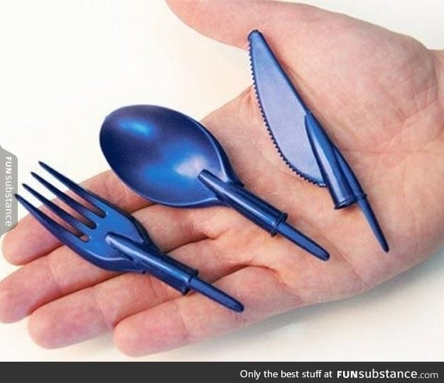 Pen cap cutlery for eating in the office