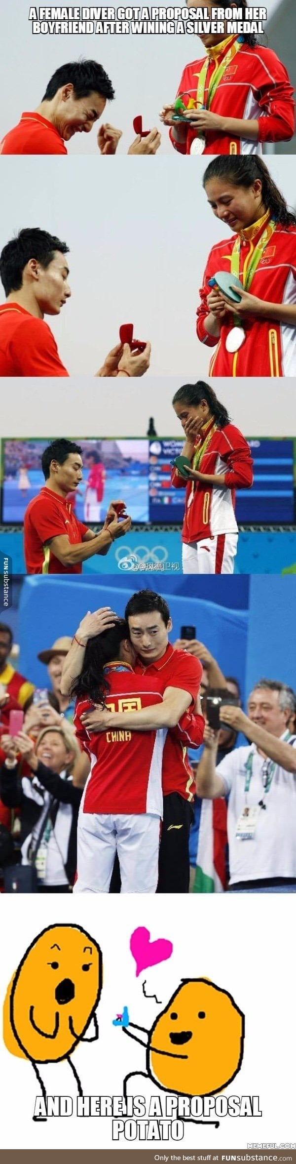 Chinese diver He Zi wins silver medal, then gets a diamond ring