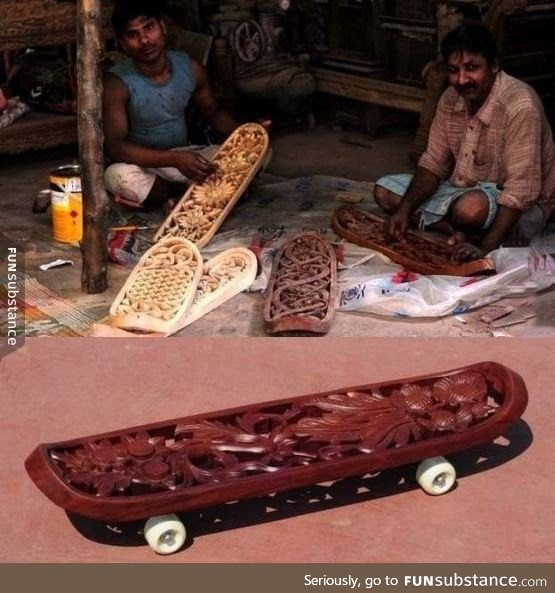 Hand-carved skateboards in Mumbai