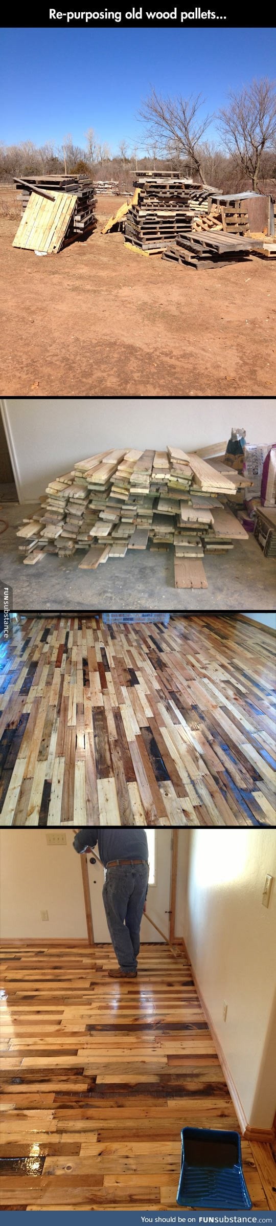 Reusing old woods pallets as flooring