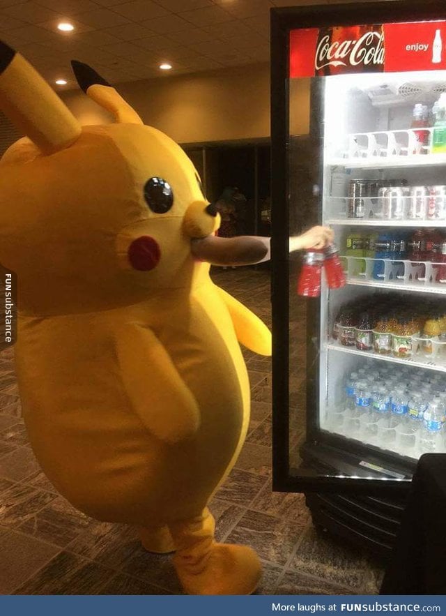 Pikachu gets a drink