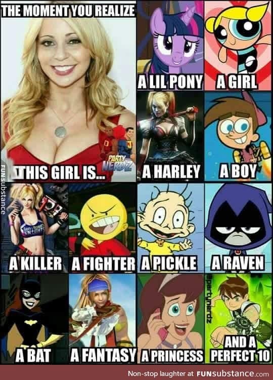 Tara Strong, everybody. How many childhoods can be seen in this picture?