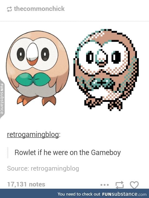 Gameboy Rowlet is adorable