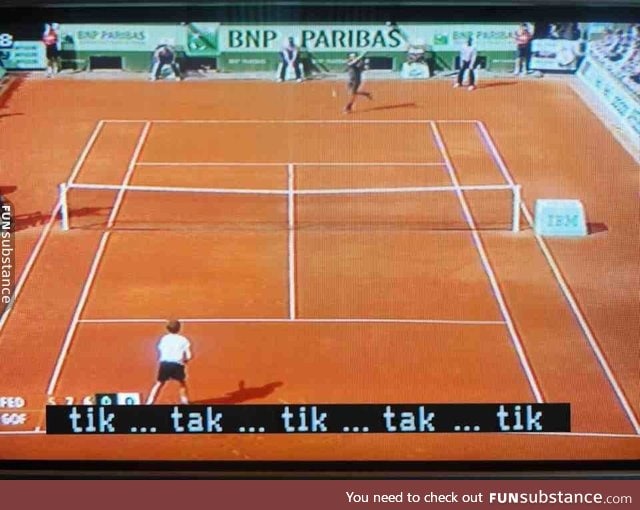 This is one of those times when closed-captioning help spell out the drama of a tennis