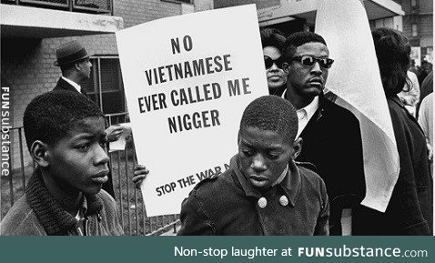 Black students protesting against the Vietnam War in the 60s