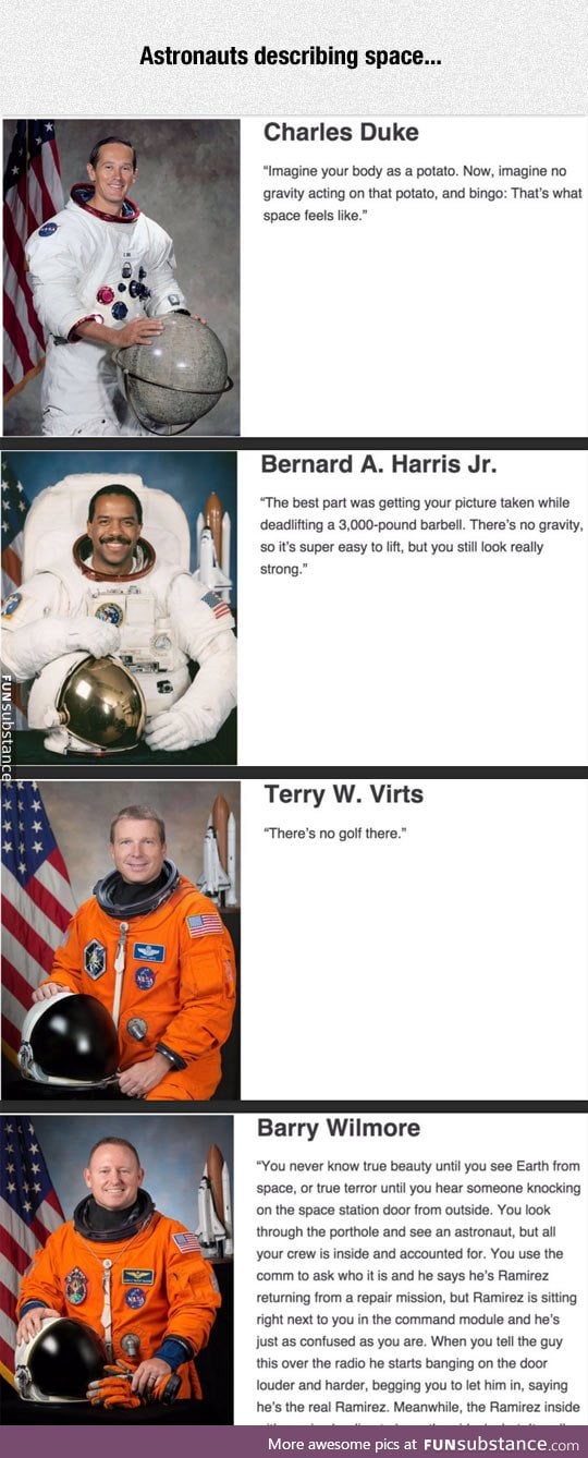 Astronauts describe their space experiences