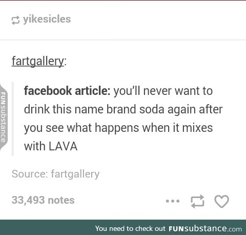 Pro tip: don't mix soda with lava. You'll die.