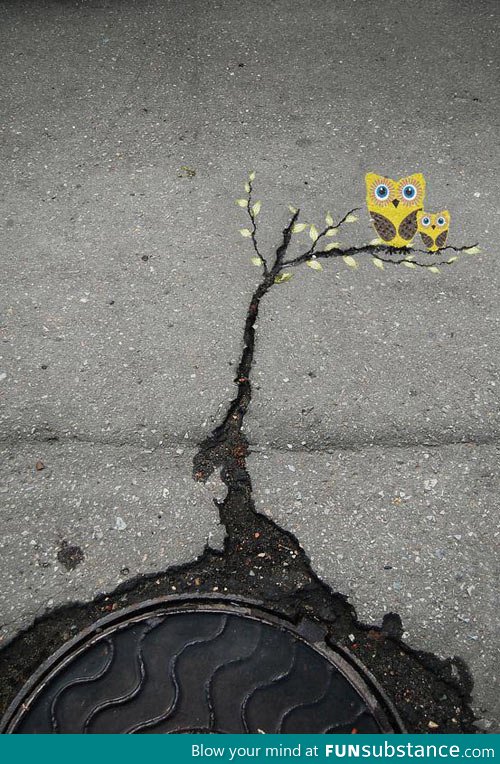 Turning a crack on the ground into art