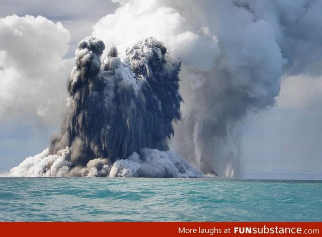 An undersea volcano eruption off the coast of Tonga