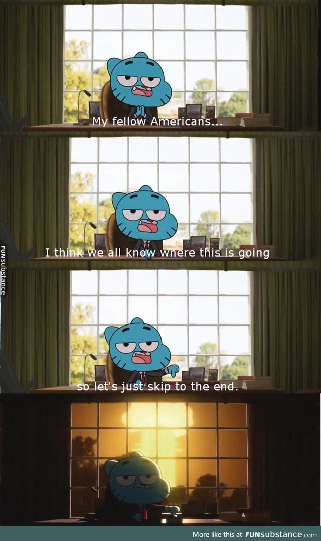 gumball on the elections. so sad this and regular show are ending :(