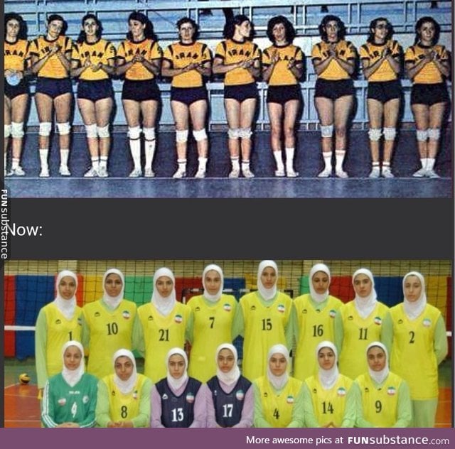Iran Women Volleyball National Team in 1974 and today