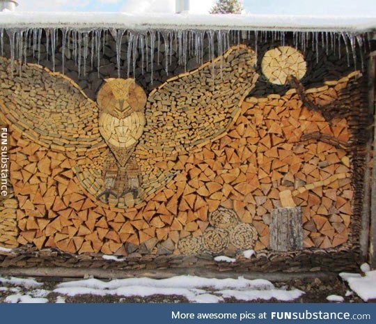 Owl wood stack art