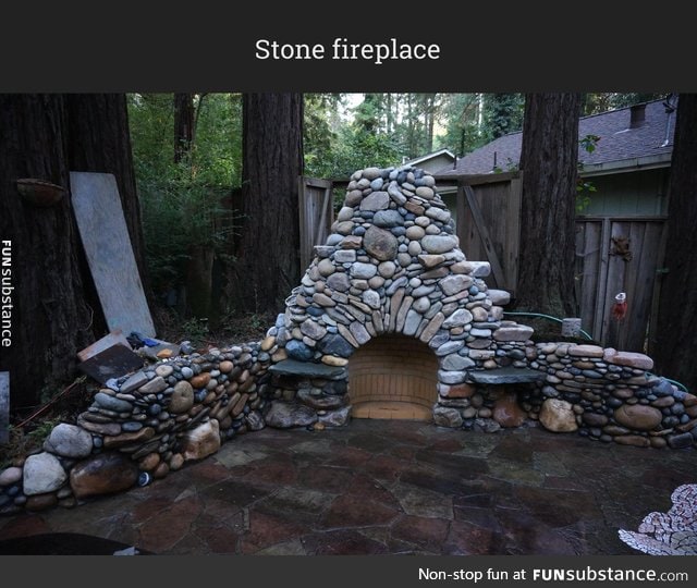 Stone fireplace