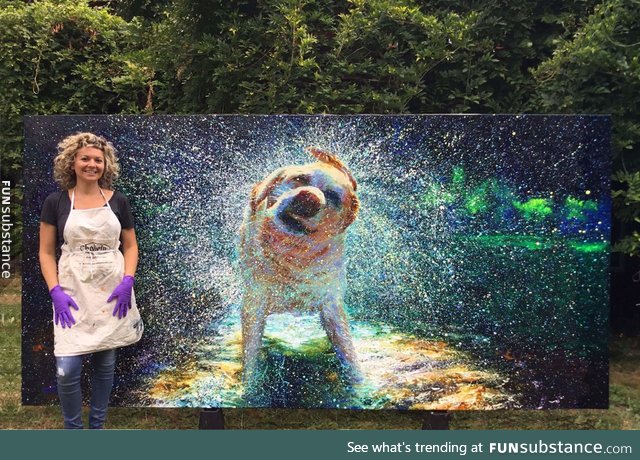 Very neat finger painting. Artist for scale