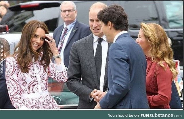 The face you make when you're married to a prince, but meet Justin Trudeau