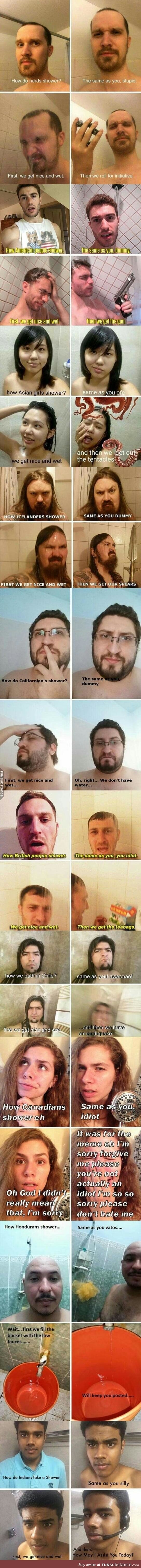 Showers in different countries