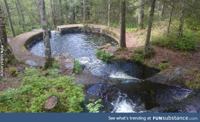 Somebody made a natural swimming pool in the forest about a century ago. Oslo, Norway