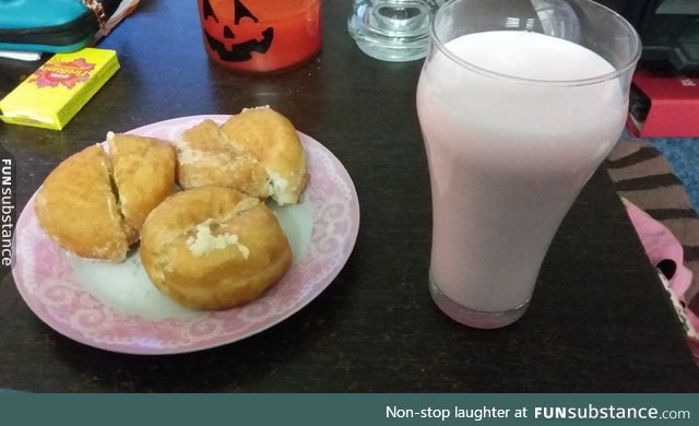 Best thing about being an adult? Having doughnuts and milkshake for dinner
